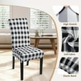 thumbnail image 3 of Printed Dining Room Chair Covers Set of 6, Stretch Kitchen Chair Covers Washable Parsons Chair Slipcover Removable Dining Chair Protectors for Hotel,Ceremony(Black/White Plaid), 3 of 6