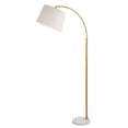 thumbnail image 3 of 65 Inch Arc Floor Lamp with Adjustable Shade, Marble Base, Gold, White- Saltoro Sherpi, 3 of 4