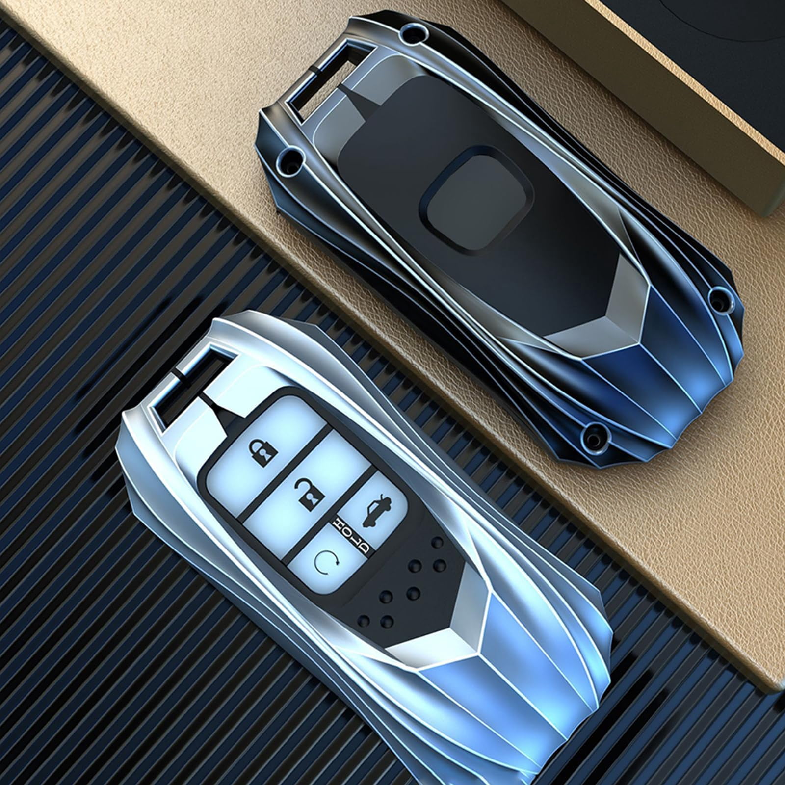 Zinc Alloy Smart Remote Car Key Fob Case Holder Cover Shell Compatible for Honda Accord Civic CR-V CRV Pilot Passport Insight EX EX-L