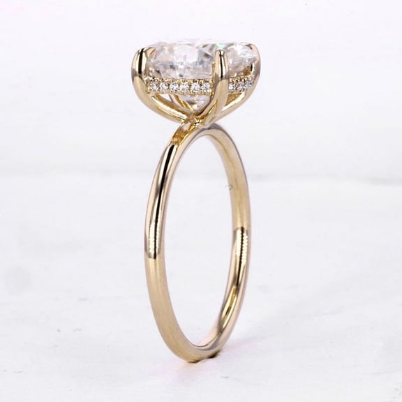 Cora Jewellery 2.75CT Hidden Halo Oval Moissanite Engagement Ring For Women, 14K Yellow Gold
