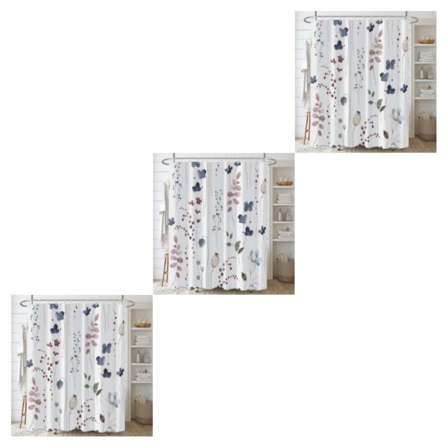 Cortina de ducha de poliéster Yuarrent flores de color agua 180 cm