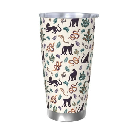 

Salouo Black Cat And Snake Print 20oz Tumbler with Lid Stainless Steel Vacuum Insulated Tumbler Durable Insulated Coffee Mug Thermal Cup with Splash Proof Sliding Lid-Without Straw