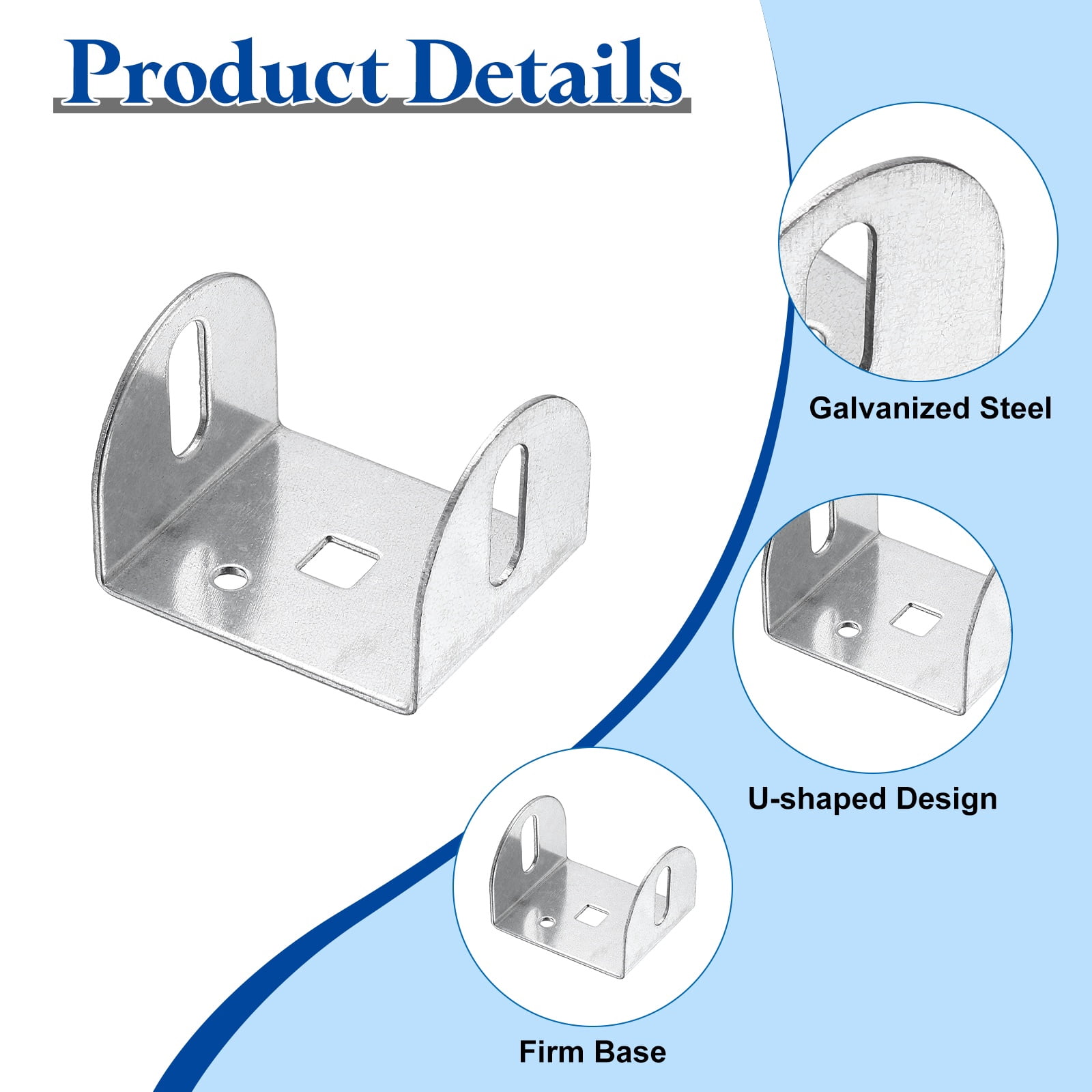 Uxcell 10 Pcs U Bracket for 1.77" Panels, 54 x 45 x 37mm Metal U Shaped Fasteners Brackets for Guardrail or Partitions Connection, Silver