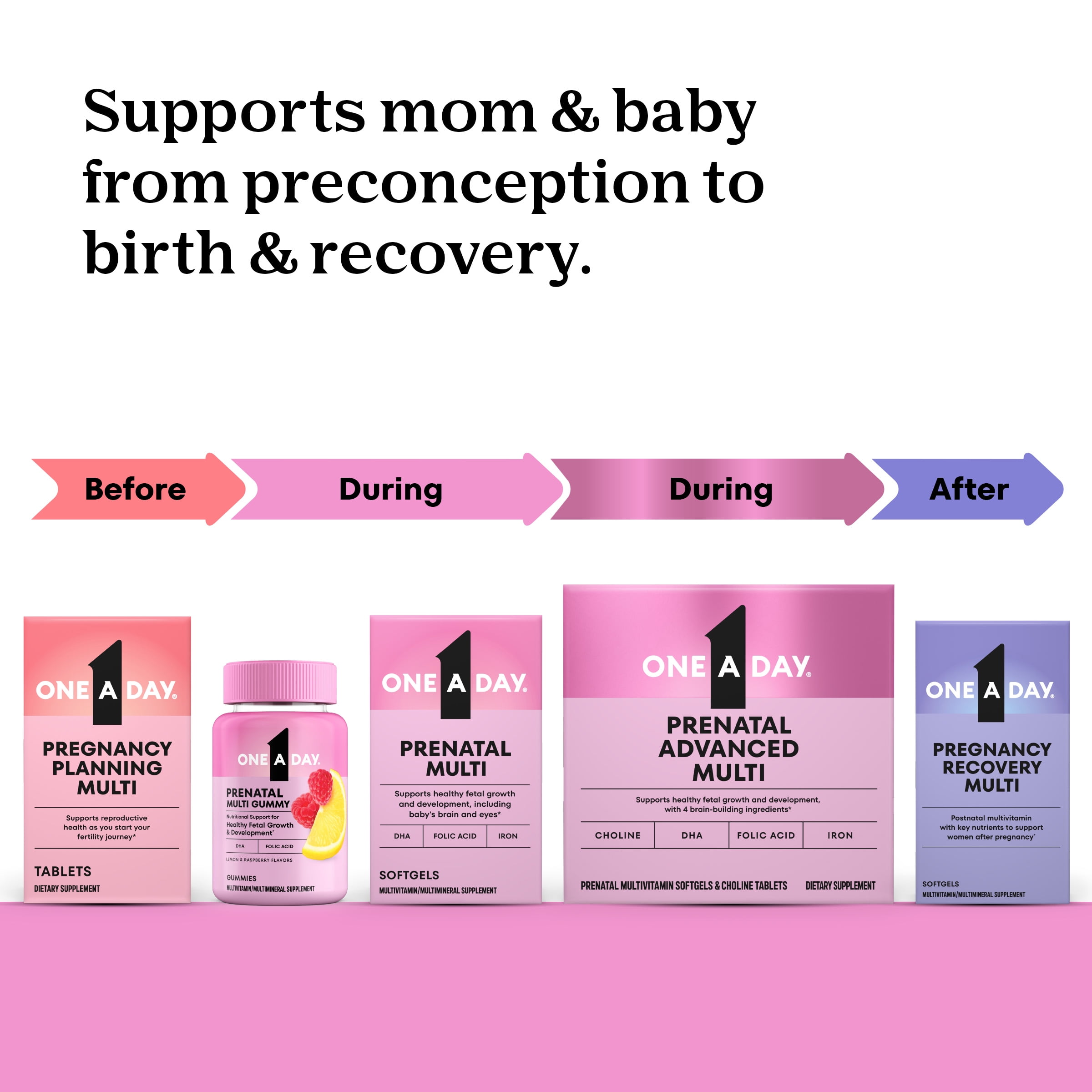 One A Day Prenatal Advanced, Prenatal Vitamins with Folic Acid, Pregnancy Vitamins for Women, 30+30 Count