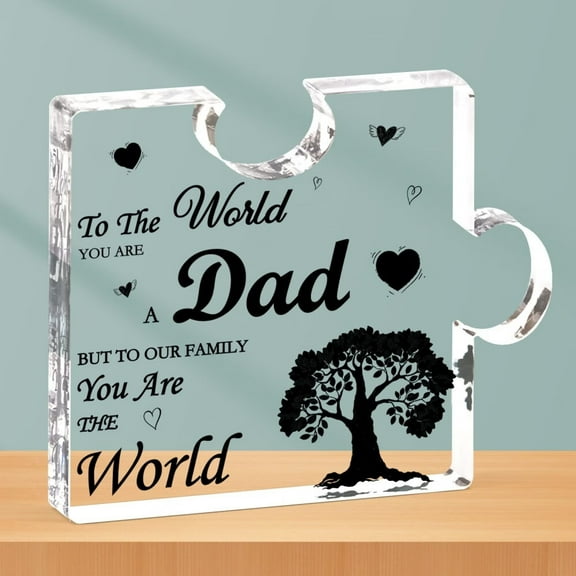 Dad Gift from Daughter Son,Acrylic Plaque Gift for Dad,Dad Plaque Gift Puzzle Shaped,Dad Birthday Present,Dad Presents for Fathers Day Christmas Daddy Gift Dad Thank You Gift