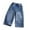 Blue, variant on Toimothcn Baby Girls Pants Casual Bowknot Embroidery Jeans With Pocket Wide Leg Stretchy Waist Soft Fashion Hippop Jeans 6-7 Years