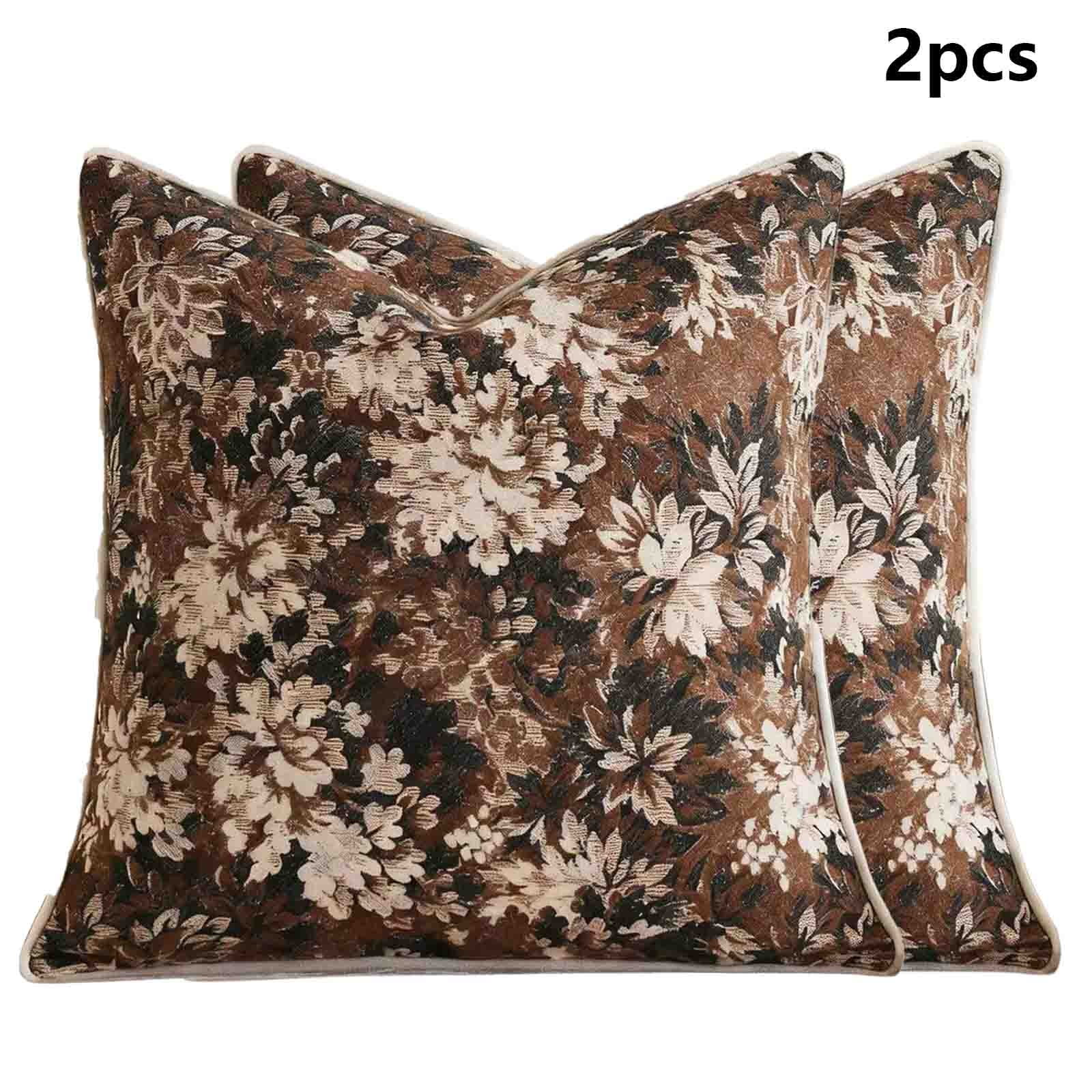 Vintage Floral Pillow Covers - Pack Of 2, 18x18 Inch Boho Rural Accents for Rectangular Decorative Throw Pillows