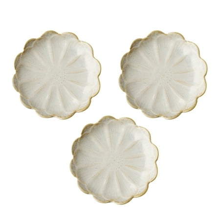 

HOMEMAXS 3pcs Ceramic Seasoning Sauce Dishes Sunflower Shaped Food Dipping Plates Vintage Tableware (Vintage White)