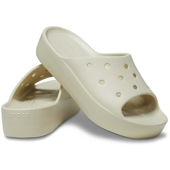 Crocs Women's Classic Slide | Platform Sandals, Bone, 7