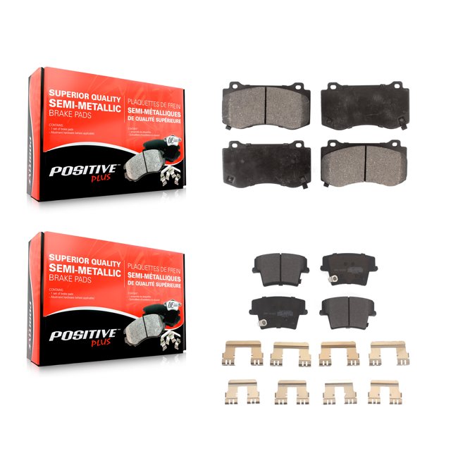 Positive Plus Front Rear Semi-Metallic Brake Pads Kit for Car 2015 Dodge Charger R T Scat Pack with 6.4L KPF-100061