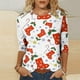 thumbnail image 2 of Camiseta suelta estampada a la moda para mujer, blusa de mangas 3/4, cuello redondo, camisetas informales Pompotops FGAJ12220, 2 of 5