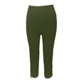 thumbnail image 5 of HNMKIU Plus Size Women's Solid Color Drawstring Waist Pleated Casual Fashion Cropped Pants Elastic Comfy Pants Women 01_Army Green,S, 5 of 8