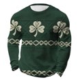 thumbnail image 2 of Ceisia Men's St. Patrick's Day Clover & Celtic Knot Print Waffle Knit Long Sleeve Crew Neck Casual Top Army Green L Gifts, 2 of 8