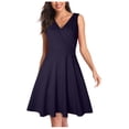 thumbnail image 2 of KaLI_store Floral Dress for Women Casual Summer Dress for Women Swing Sundress Wrap V Neck Polka Dot Print Ruffle Short Sleeve Mini Floral Dress Navy,XL, 2 of 5