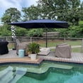 thumbnail image 4 of PURPLE LEAF 9' X 11.5' Cantilever Outdoor Rectangle Umbrella Patio Umbrella with Base Offset Umbrella with 360-degree Rotation for Garden Pool Deck Patio Navy Blue, 4 of 15