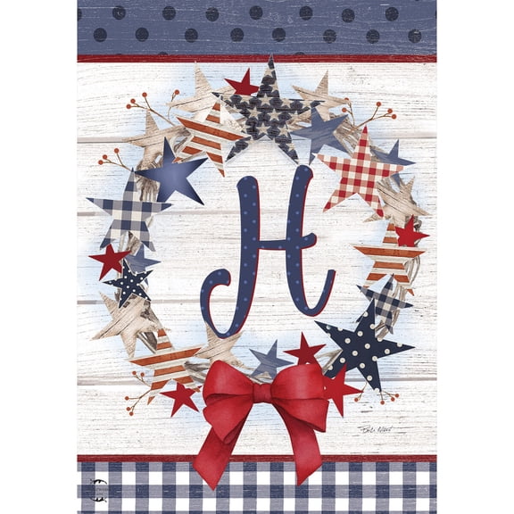 Briarwood Lane Everyday Garden Flag 12x18 For Outdoor American Wreath Monogram H Garden Flag Flags For Outside