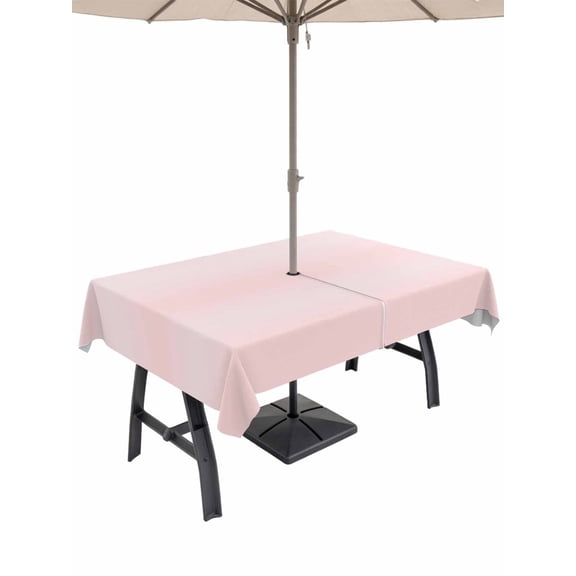 Outdoor Tablecloth with Umbrella Hole for Patio/Picnic/Party/Camping, Pink Ombre Waterproof Table Cloth Rectangle Table Cover Washable, Farmhouse Pink Gradient Color Aesthetic (60"x 120")