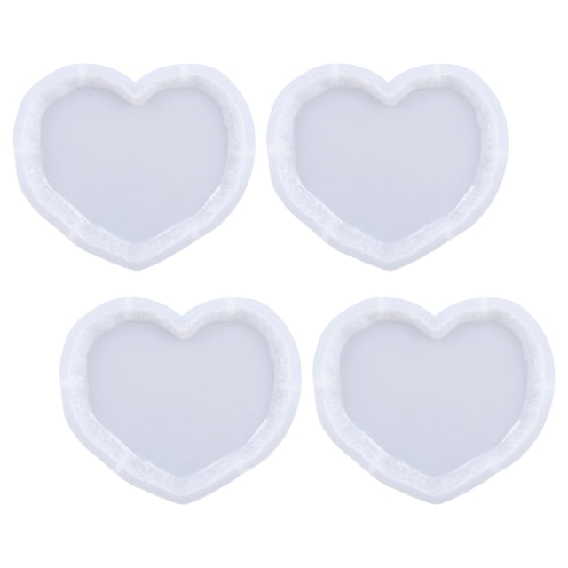de silicona de fundición de resina de posavasos de 4 Uds., manualidades de resina DIY, posavasos decorativos para hacer posavasos, bandeja Corazón Sunnimix Fabricación de silicona de posavasos