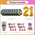 thumbnail image 2 of Long Hair Princess Birthday 21th Cups Party Supplies Plates Fans Decorations Cake Topper Decor, 2 of 6