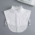 thumbnail image 4 of Women Solid Ruffle Detachable Blouse With False Collar Half Elastic Waist Shirt Collar Dickey Bow Women Pan Colla Shirts Colla Shirt with Sweater Women Layering for Women Long Sleeve Blouse Colla, 4 of 8