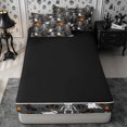 thumbnail image 4 of Erosebridal Gothic Skeleton Ghost Zipper Twin Comforter Sets with Fitted Sheet and 2 Pillowcases,Halloween Black Cats Zipper Bedding Set,Dark Grey,Reversible, 4 of 7