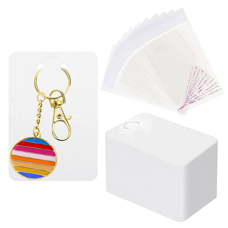 Keychain Display Cards with Self Sealing Bags for Cards Jewelry Packaging