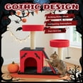 thumbnail image 6 of 26" Gothic Cat Tree, Cat Tower with Spacious Cat Condo, 2 Padded Perches, Spider Toy, Scratching Posts, Scratching Ladder for Large Cats, Red & Black, 6 of 10