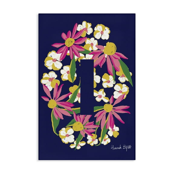 Stupell Industries Floral Bloom Letter I Botanical & Floral Painting Gallery Wrapped Canvas Art Print Wall Art, 16 x 24