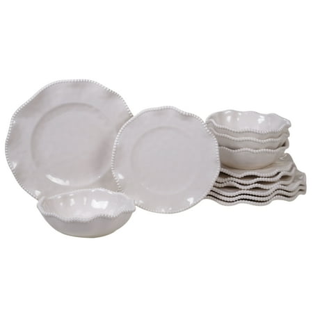 12pc Melamine Perlette Dinnerware Set Cream - Certified International