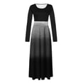thumbnail image 4 of HAPIMO Women's Maxi A Line Dress Clearance Solid Fall Dresses Empire Waist Elegant Holiday Boho Long Sleeve Round Neck Vintage Black L, 4 of 5