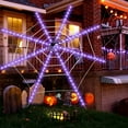 thumbnail image 6 of Halloween Decorations Spider Web Lights 12FT Diameter 120 LED with Giant Black Spider Waterproof Net Lights 8 Modes Cobweb Halloween Decorations for House Garden Indoor Outdoor (Purple), 6 of 8