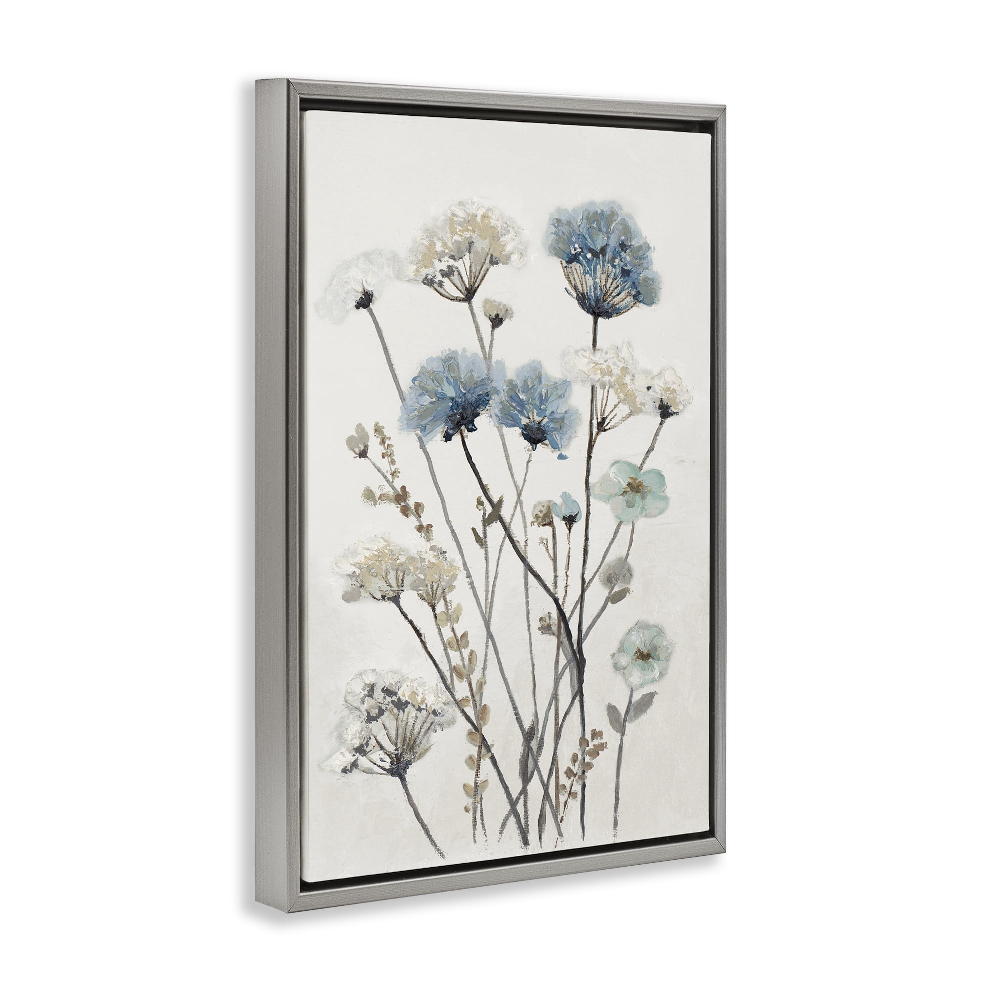 Stupell Industries Blue & Beige Garden Gray Framed Floater Canvas Wall Art, design by Patricia Pinto