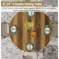 thumbnail image 4 of Fnova 47.24" Round Dining Table, Wood Coffee Table for 4 People, Modern Farmhouse Kitchen Table for Dining Room, Brown (Chairs Not Included), 4 of 9