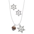thumbnail image 1 of Delight Jewelry Silvertone Small Chocolate Cupcake with Crystal Sprinkles Silver tone Snowflake Charm Necklace and Stud Earrings, 1 of 4