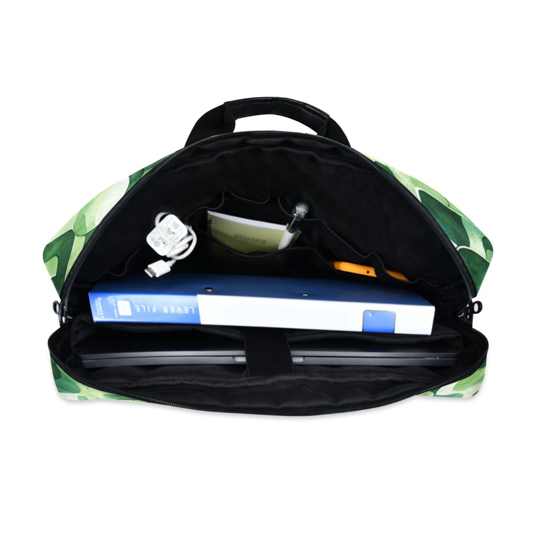 16" Laptop Tote Bag Laptop Sleeve Case Computer Briefcase for Work & Travel Watercolor Green Wavy Lines
