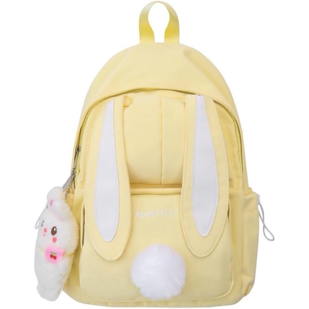LHSHID Kawaii Bunny Ear Backpack for Girls Teen Women School Daypack for Travel Bookbag with Cute Pendant (Blue)