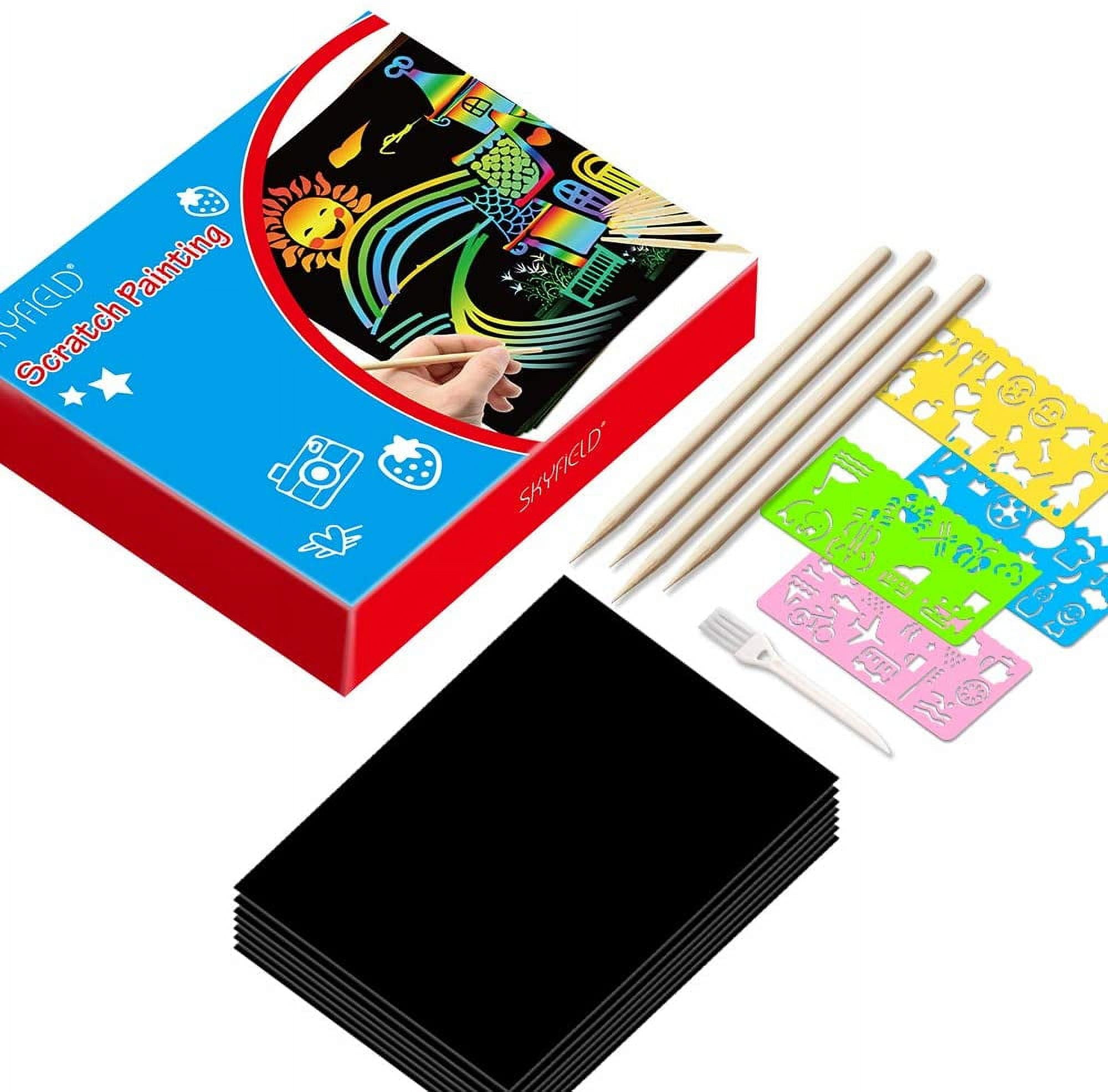 DUTUI DIY Scratch Art Set, 120 Rainbow Magic Scratch Art Black Scratch Paper