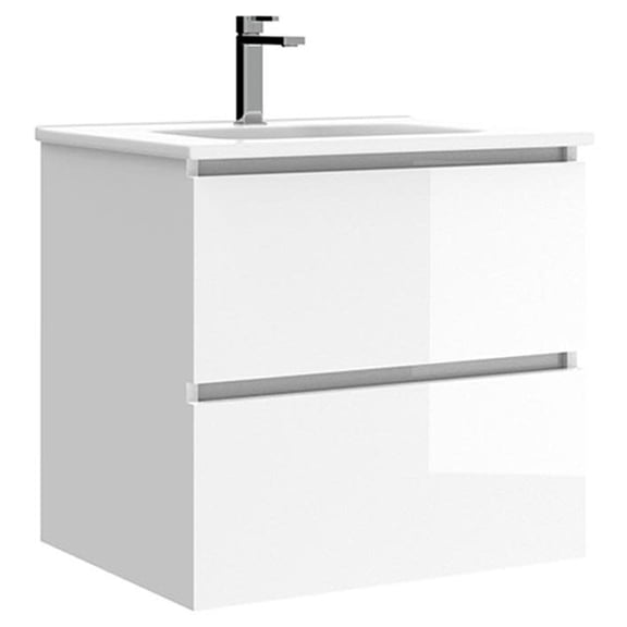 Ws Bath Collections Flora C60 Flora 24" Wall Mounted Single Basin Vanity Set - White