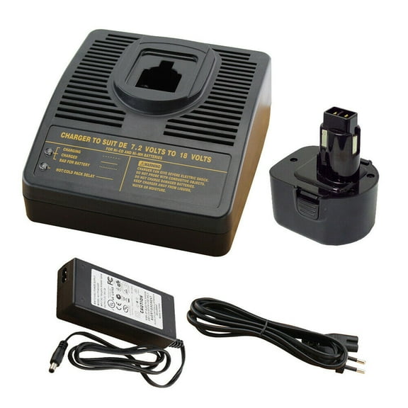 MaximalPower Battery Charger for Dewalt and ELU Power Tool Ni-Cd Ni-Mh Batteries 7.2-18 Volts (Battery & Charger Set)