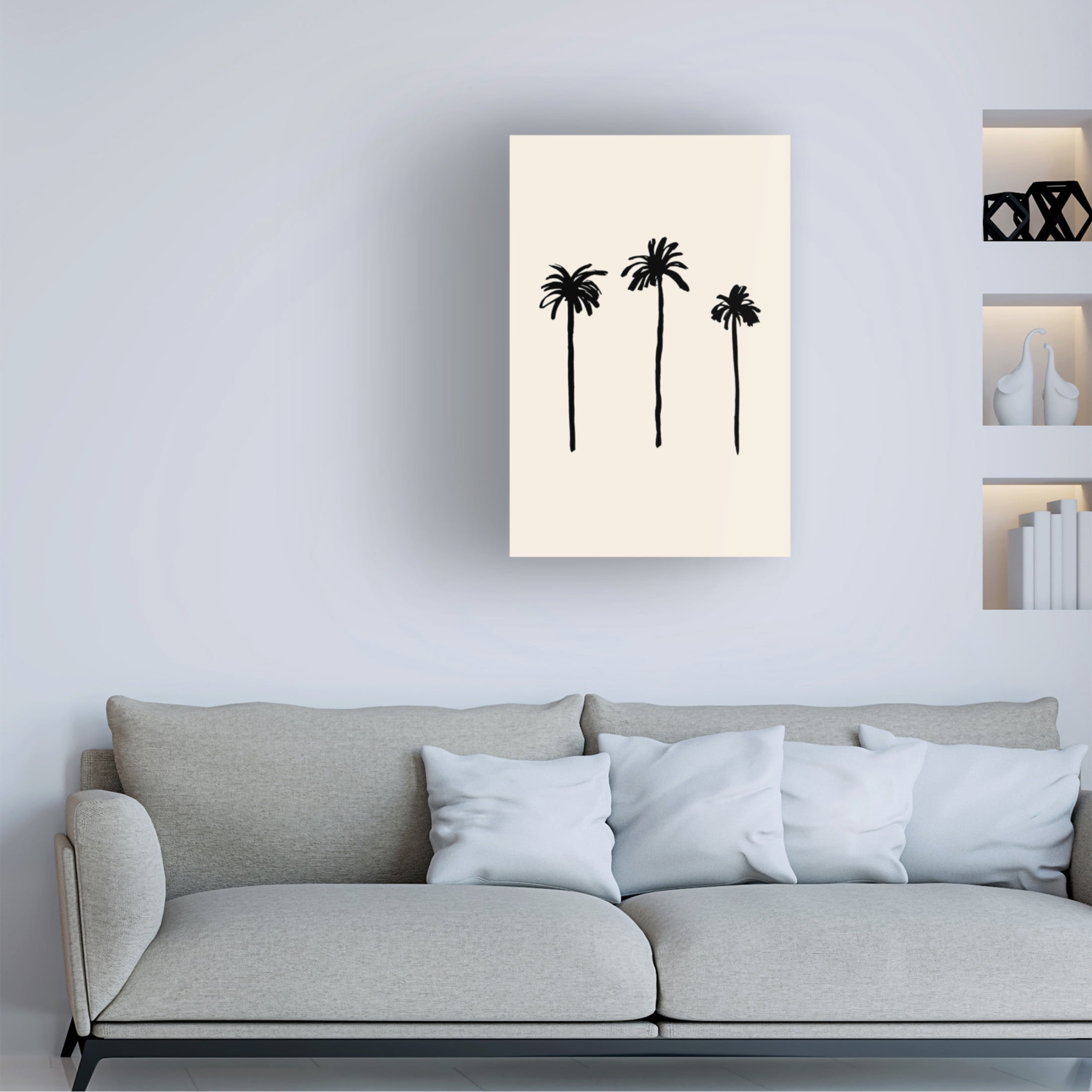 Canvas Wall Art - Pictufy Studio 'Palm Trees' Wall Art for Living Room, Bedroom, or Office Décor by Trademark Fine Art - 16 x 24 Inches