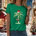 thumbnail image 6 of TTUHYWXI Christmas Palm Tree Shirts for Women Funny Hawaiian Beach Tropical Xmas Top Short Sleeve Casual Graphic Print T Shirt (Green, L), 6 of 8