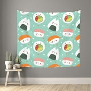 Balery Kawaii Sushi Tapestry Wall Hanging ,Tapestry Home Decoration Wall Tapestries,College Room Hostel Decorations Bedroom Living Room Dorm Decor 60x51in