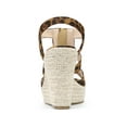 thumbnail image 2 of BLISSFUL STEP Women's Shoes Faux Suede Platform Wedge Espadrilles Slingback Open Toe Front Zipper Sandals Leopard 7.5, 2 of 5