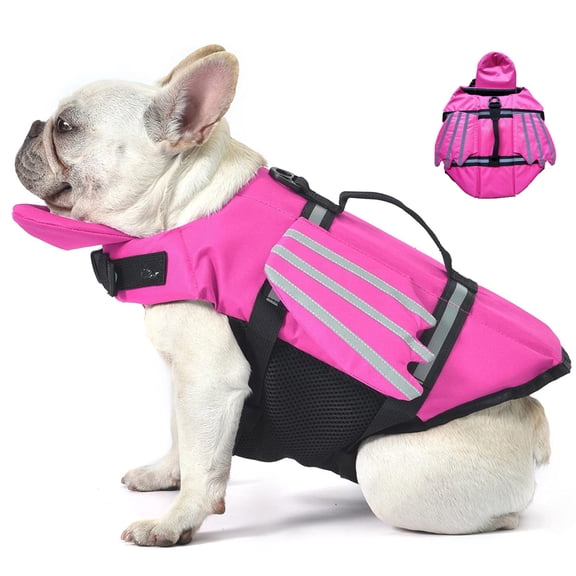 Dog Life Jacket, Winged Dog Life Jacket with Chin Buoyancy Rescue Handle for Small, Medium, and Large Dogs, Adjustable High Visibility Buoyancy Pet Safety Swimming Vest-pink