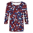 thumbnail image 5 of Gamivast Womens Graphic Tees American Flag Print Crewneck 3/4 Sleeve Summer Tops Casual Tops Abstract Star Sparkle 4th of July Outfits, 5 of 7