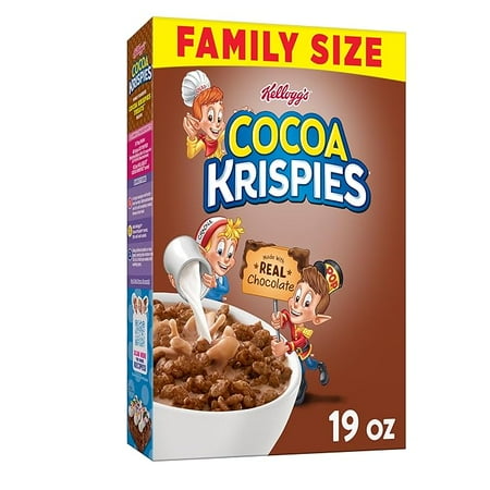 Kellogg's Cocoa Krispies Breakfast Cereal, Kids Snacks, Family Breakfast, Family Size, Chocolatey Flavor, 19oz Box (1 Box)