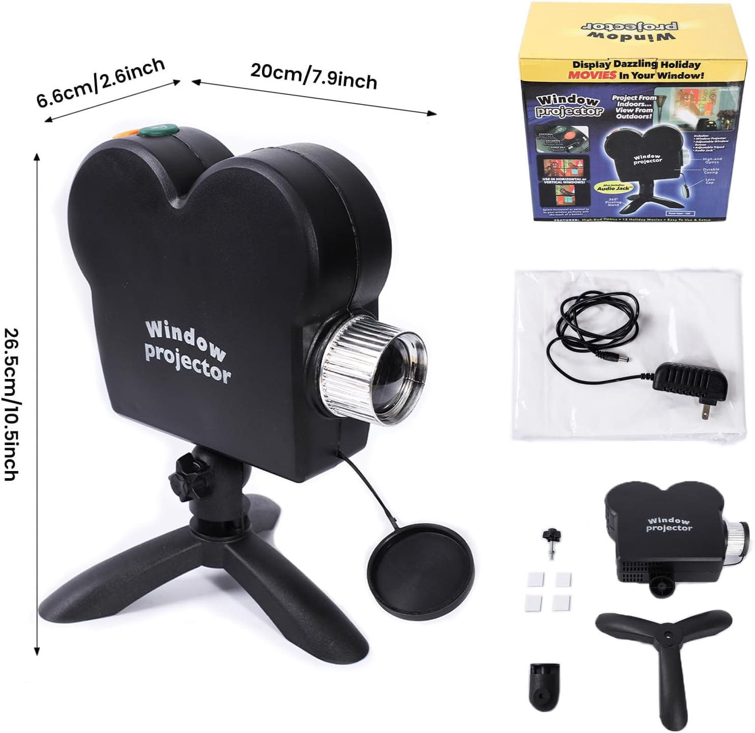 Halloween Christmas Window Projector with a Tripod, Built-in 12 Movies ,Mini Outdoor Halloween Projectors for Perfect Christmas and Halloween