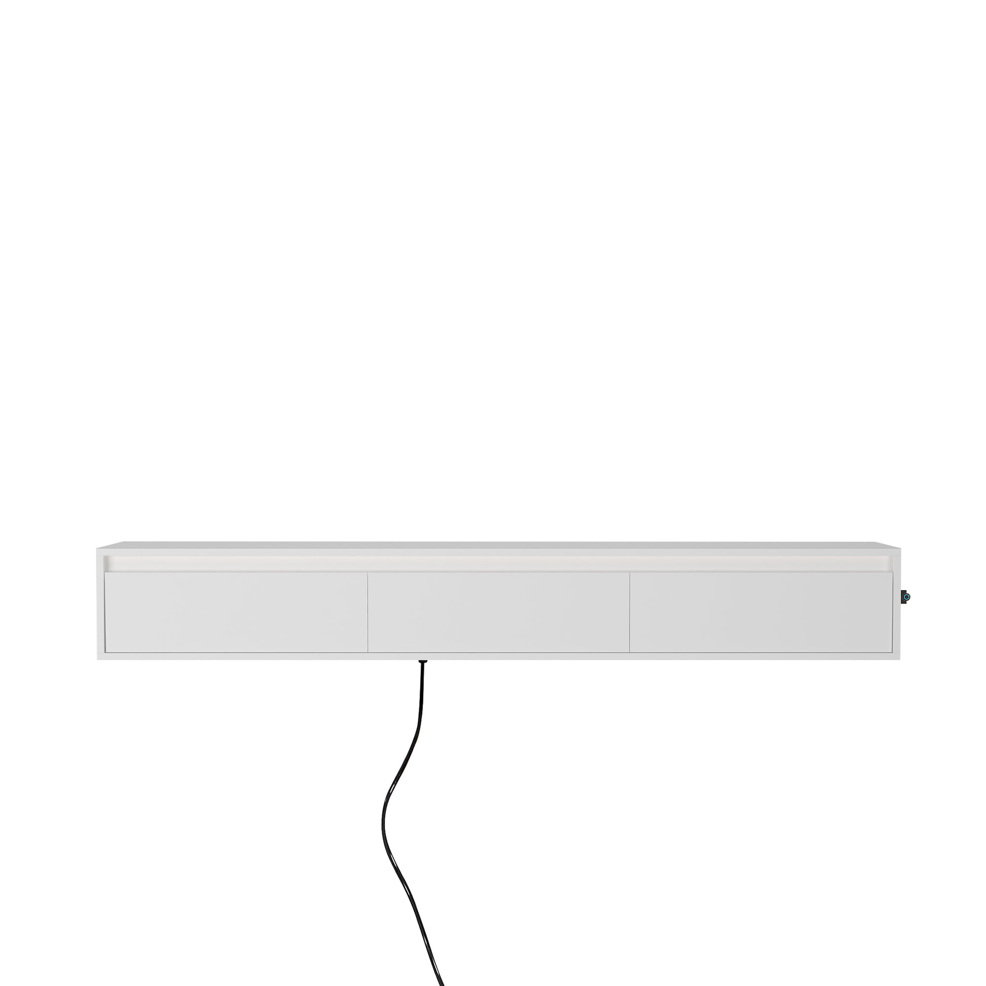 Aukfa Floating TV Stand for TVs up to 65" 70",Wall Mounted TV Shelf High Gloss TV Cabinet,White