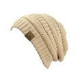 thumbnail image 2 of Trendy Warm Chunky Soft Stretch Cable Knit Slouchy Beanie Skully HAT20A-Dark Beige, 2 of 2