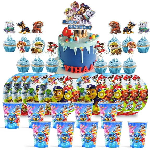 Paw Patrol Boy Birthday Cups Party Supplies Plates Decorations Cake Topper Decor